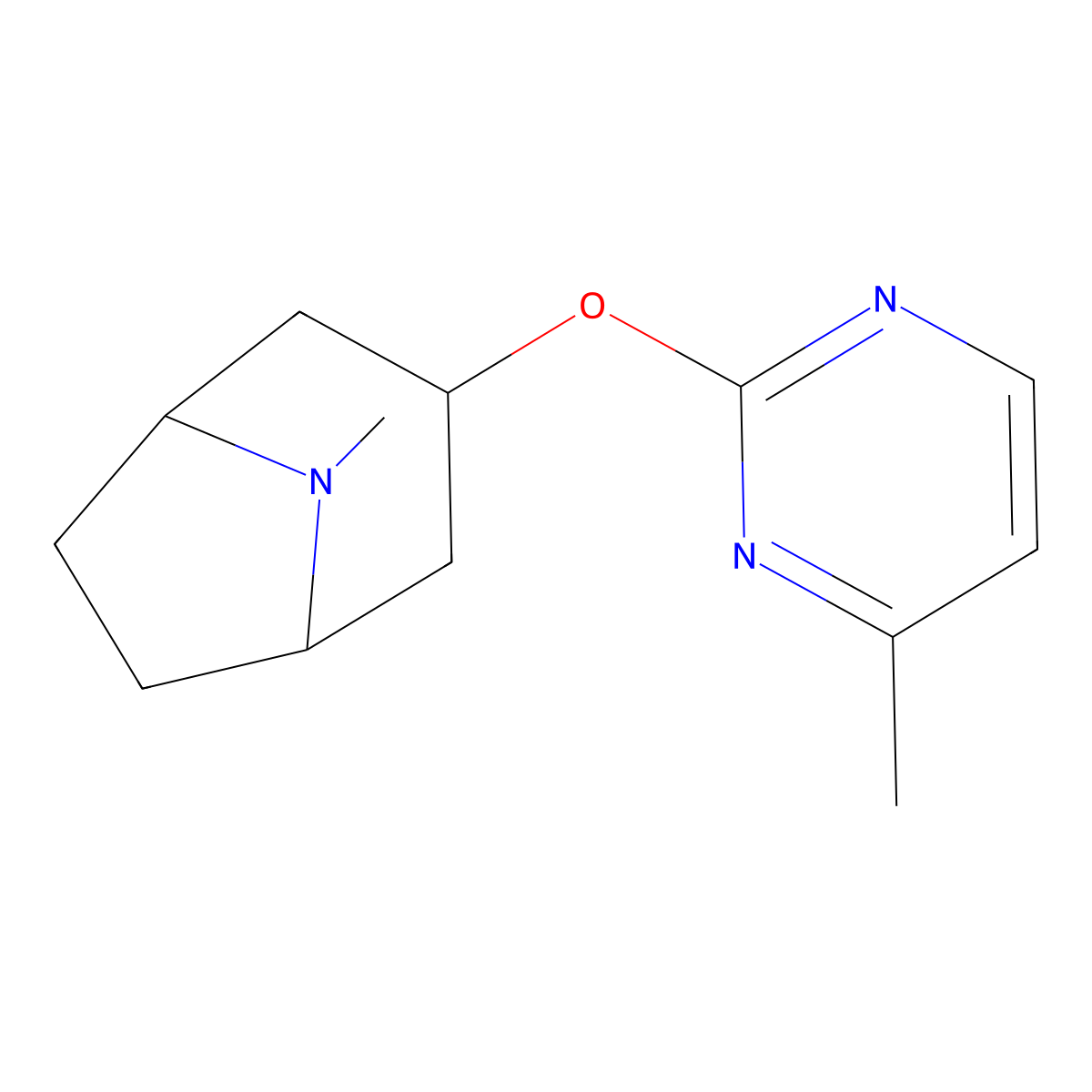 8-Methyl-3-[(4-methylpyrimidin-2-yl)oxy]-8-azabicyclo[3.2.1]octane molecular structure, CAS 2189368-13-4