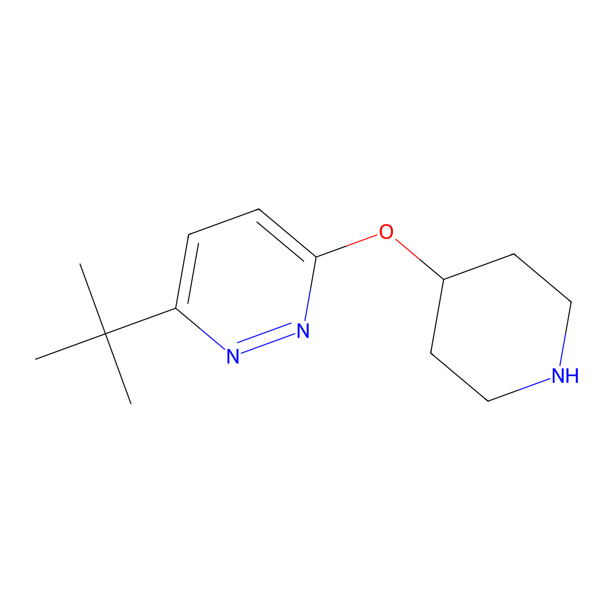 3-Tert-butyl-6-(piperidin-4-yloxy)pyridazine molecular structure, CAS 2189368-15-6
