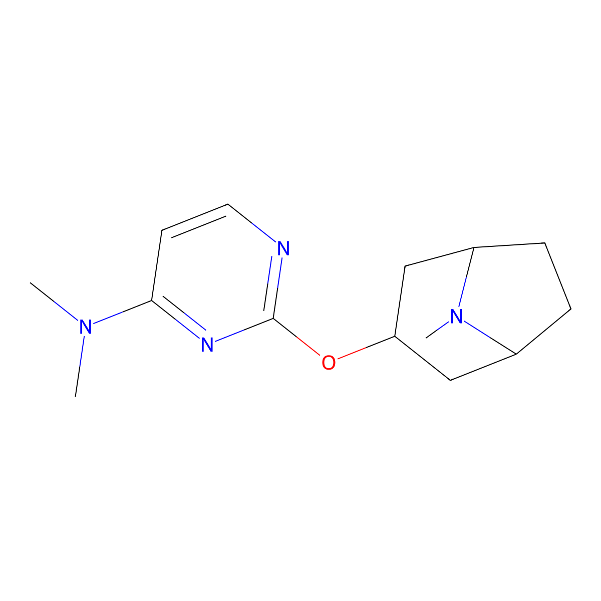 N,N-dimethyl-2-({8-methyl-8-azabicyclo[3.2.1]octan-3-yl}oxy)pyrimidin-4-amine molecular structure, CAS 2189368-22-5
