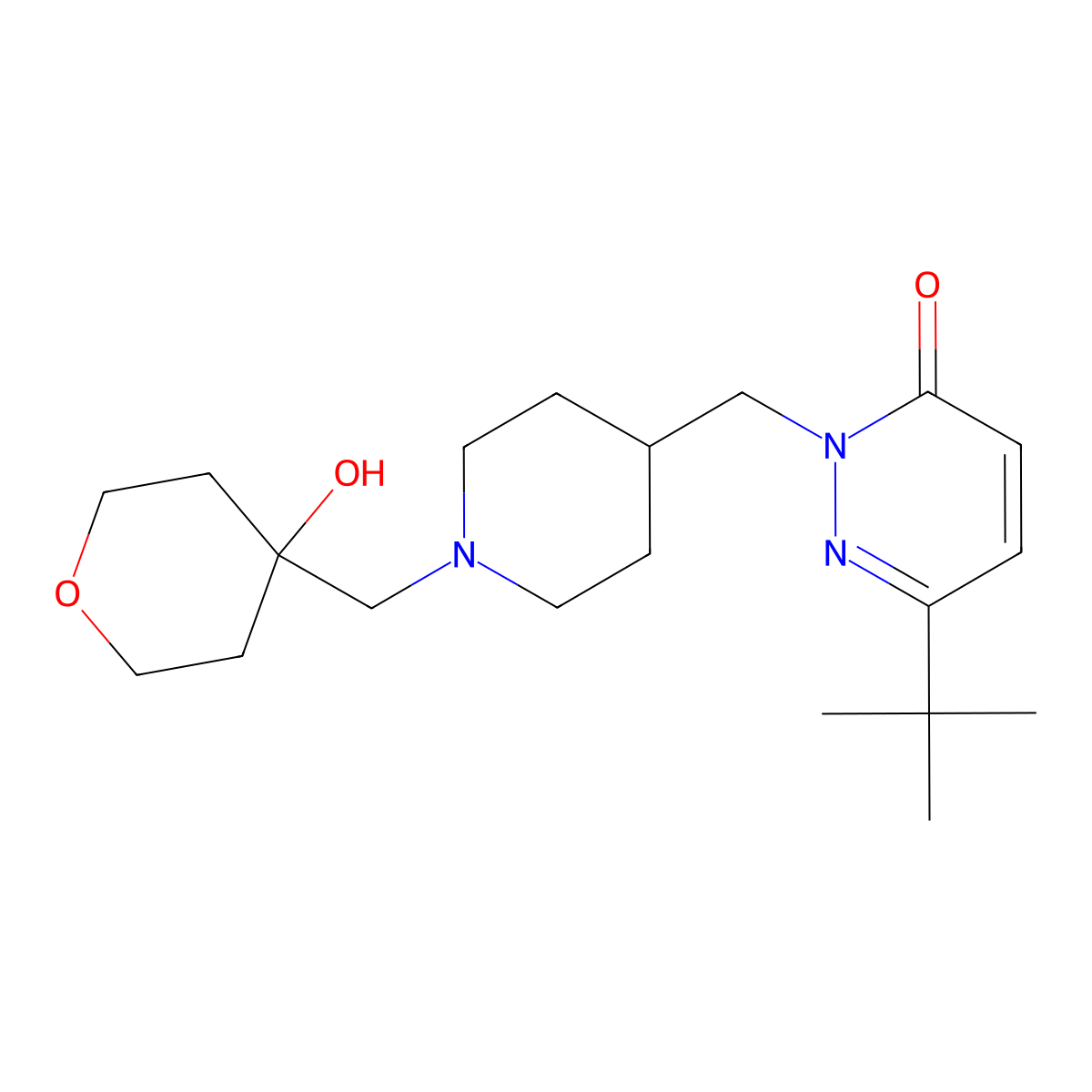 6-Tert-butyl-2-({1-[(4-hydroxyoxan-4-yl)methyl]piperidin-4-yl}methyl)-2,3-dihydropyridazin-3-one molecular structure, CAS 2189368-28-1