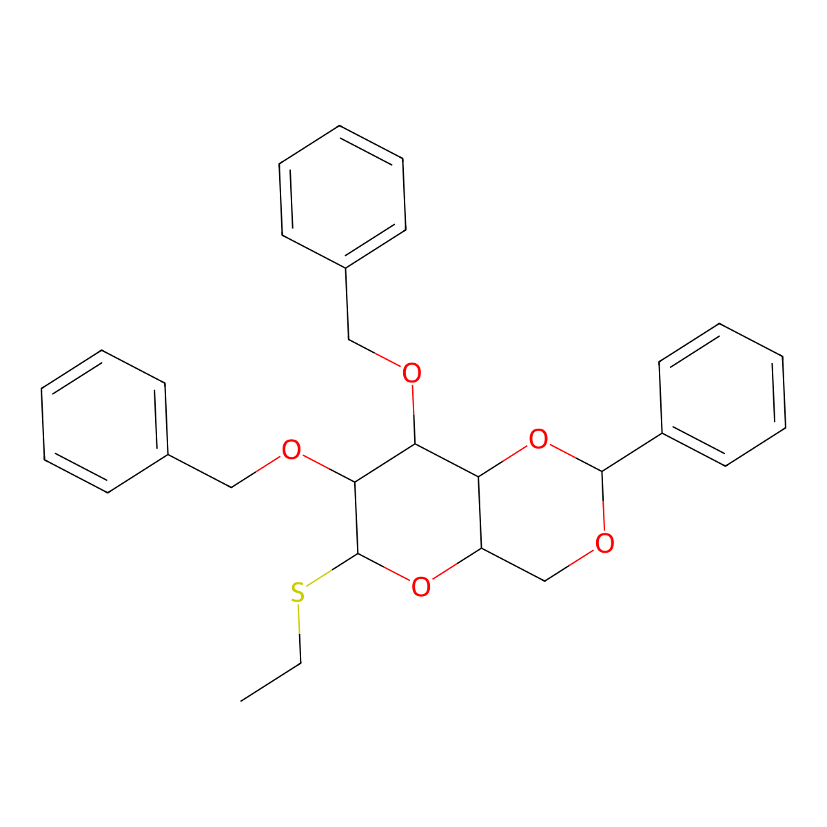 Ethyl 2,3-Di-O-benzyl-4,6-O-benzylidene-1-deoxy-1-thio-alpha-D-mannopyranoside molecular structure, CAS 218937-71-4