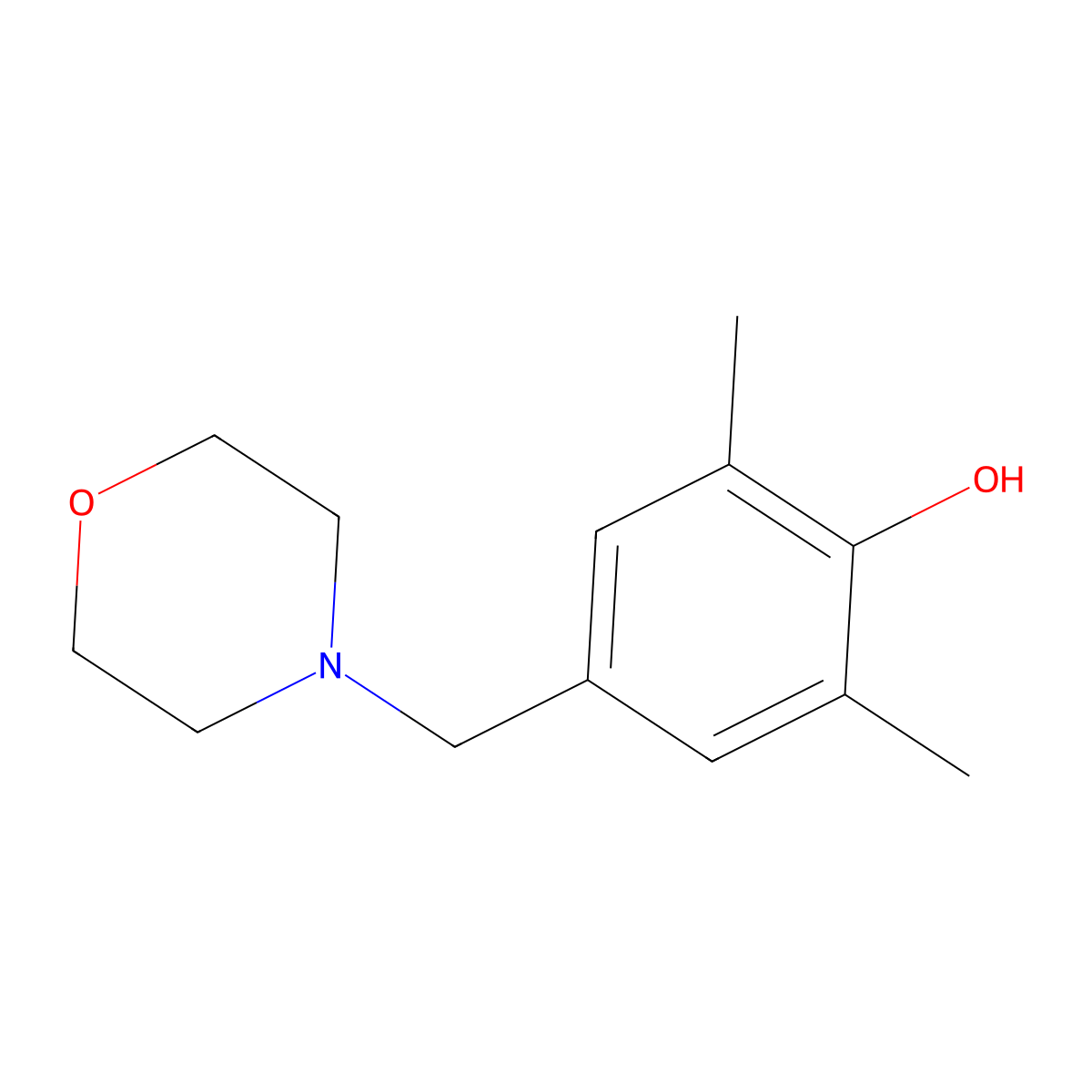 2,6-Dimethyl-4-(morpholin-4-ylmethyl)phenol molecular structure, CAS 21894-01-9