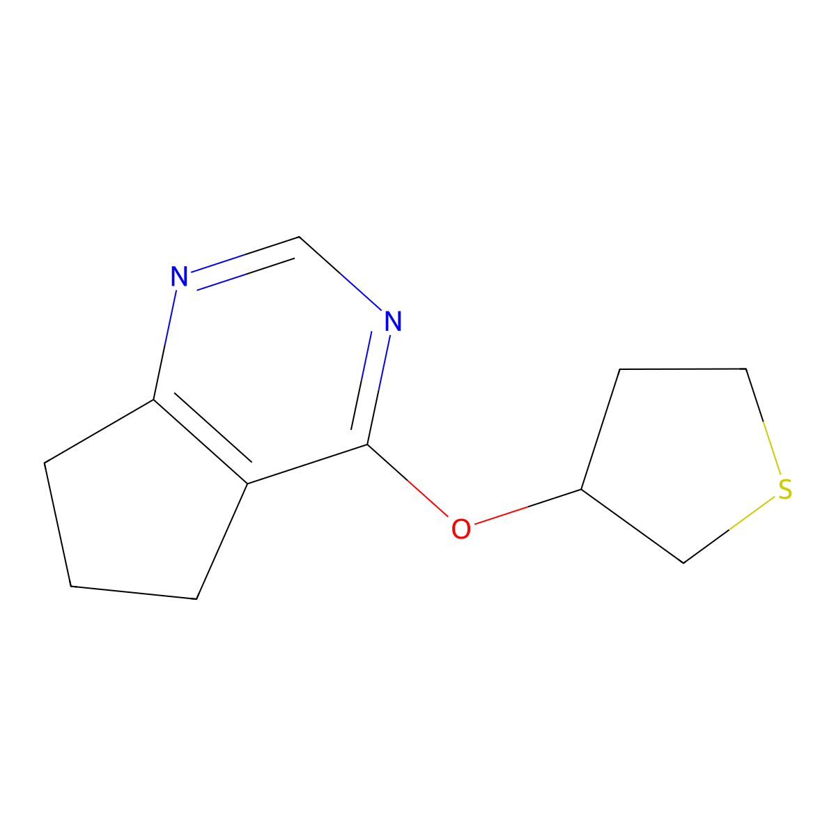 4-(thiolan-3-yloxy)-5H,6H,7H-cyclopenta[d]pyrimidine molecular structure, CAS 2189434-03-3
