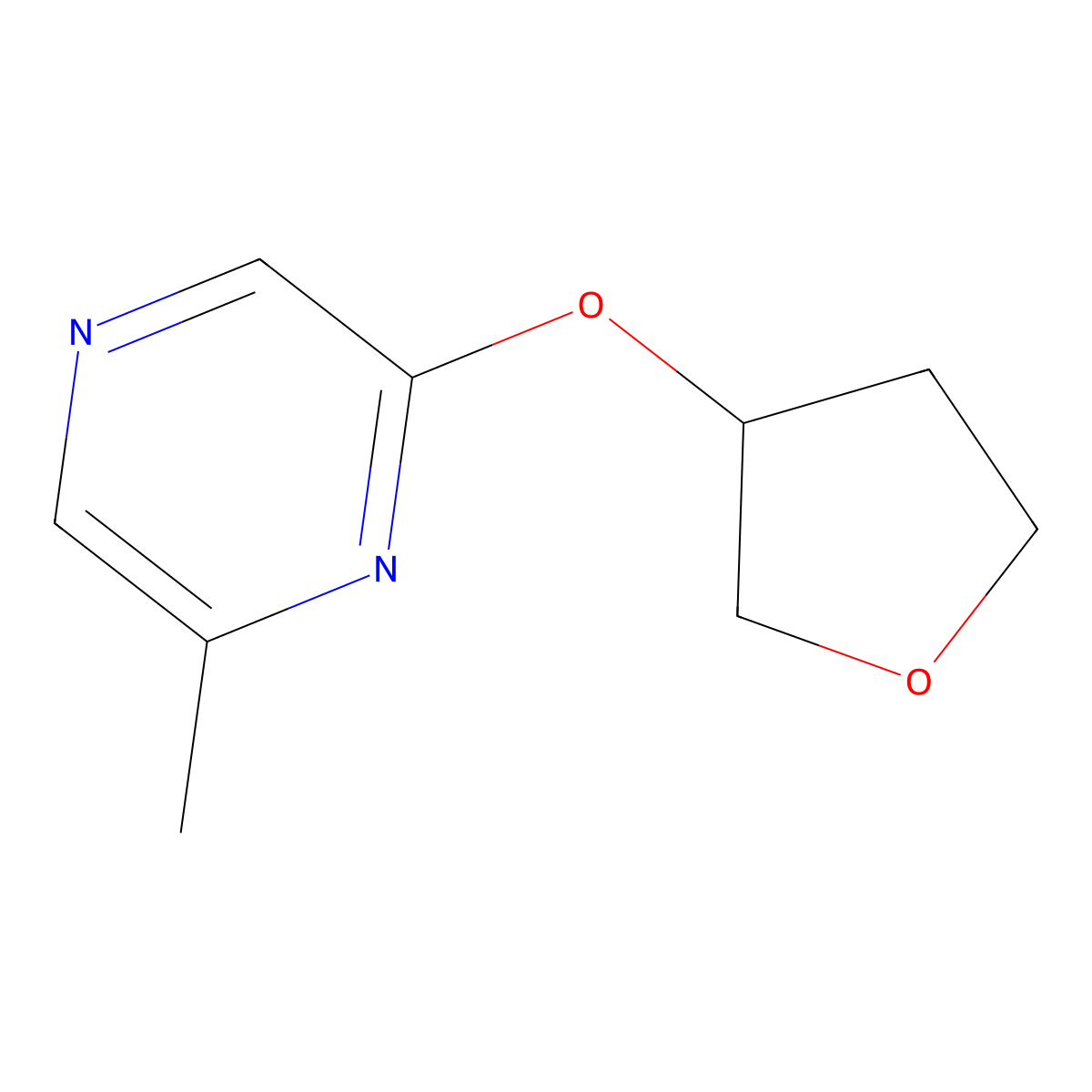 2-Methyl-6-(oxolan-3-yloxy)pyrazine molecular structure, CAS 2189434-09-9
