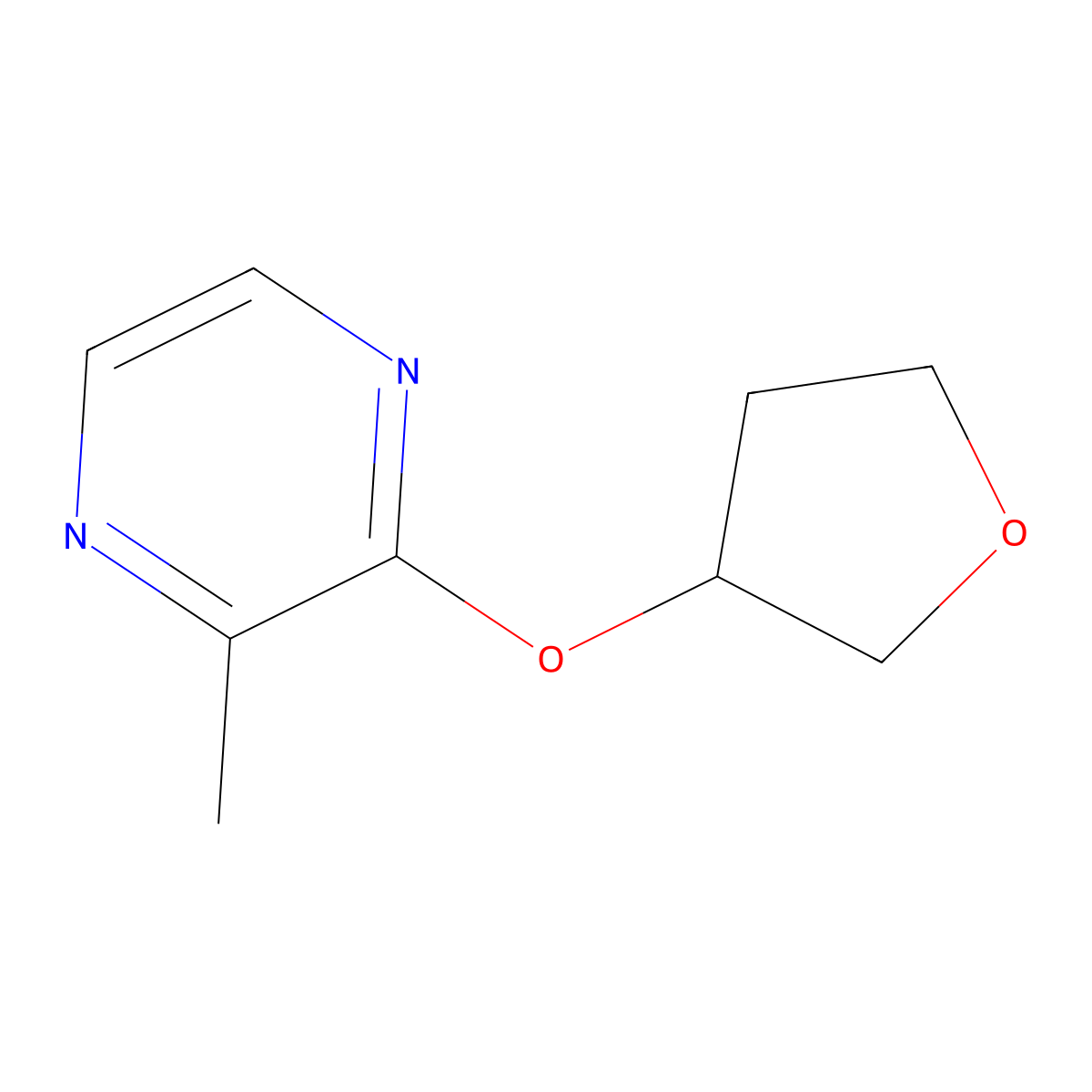 2-Methyl-3-(oxolan-3-yloxy)pyrazine molecular structure, CAS 2189434-10-2