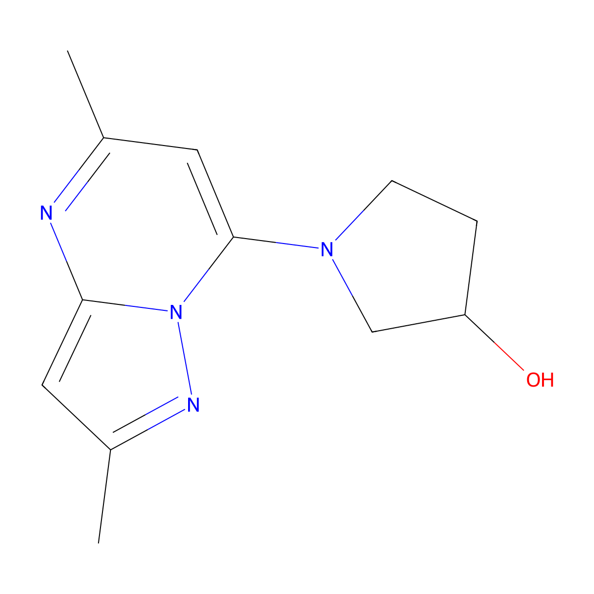 1-{2,5-Dimethylpyrazolo[1,5-a]pyrimidin-7-yl}pyrrolidin-3-ol molecular structure, CAS 2189434-28-2