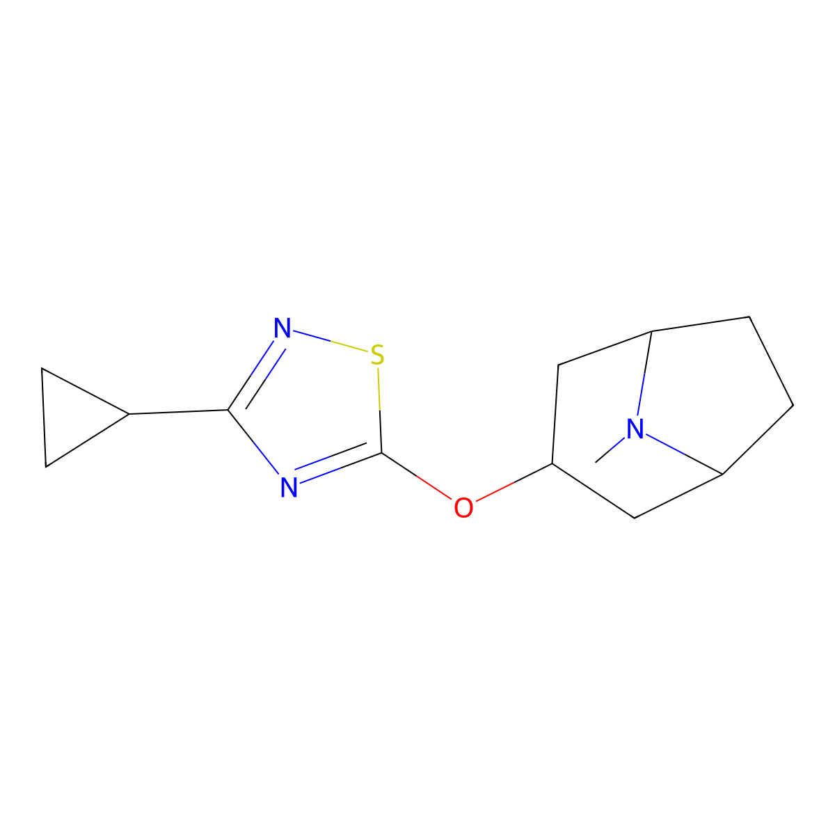 3-[(3-Cyclopropyl-1,2,4-thiadiazol-5-yl)oxy]-8-methyl-8-azabicyclo[3.2.1]octane molecular structure, CAS 2189434-39-5