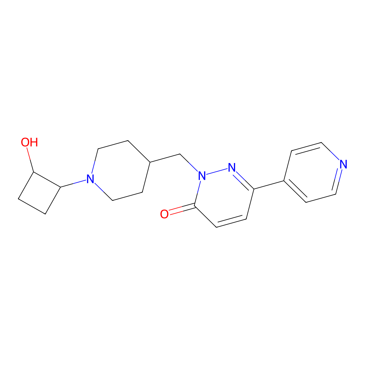 2-{[1-(2-Hydroxycyclobutyl)piperidin-4-yl]methyl}-6-(pyridin-4-yl)-2,3-dihydropyridazin-3-one molecular structure, CAS 2189434-47-5