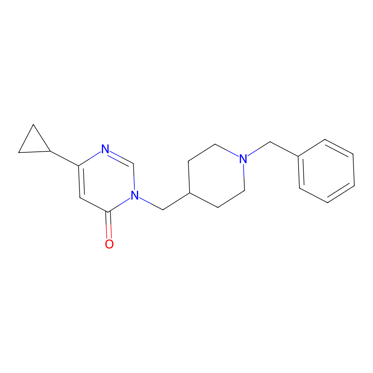 3-[(1-Benzylpiperidin-4-yl)methyl]-6-cyclopropyl-3,4-dihydropyrimidin-4-one molecular structure, CAS 2189434-48-6