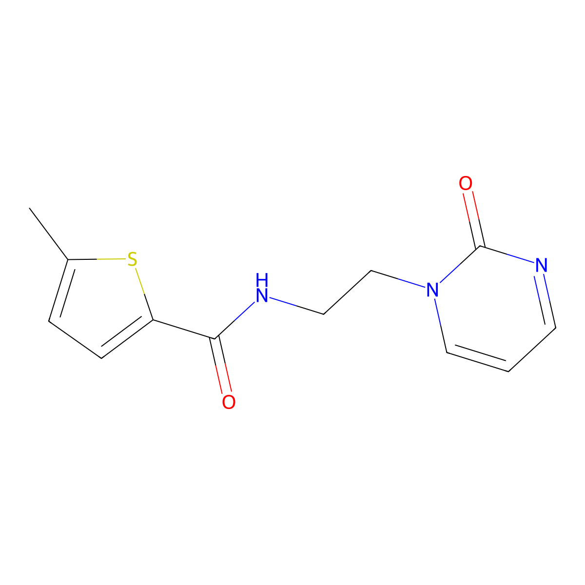 5-methyl-N-[2-(2-oxo-1,2-dihydropyrimidin-1-yl)ethyl]thiophene-2-carboxamide molecular structure, CAS 2189434-50-0