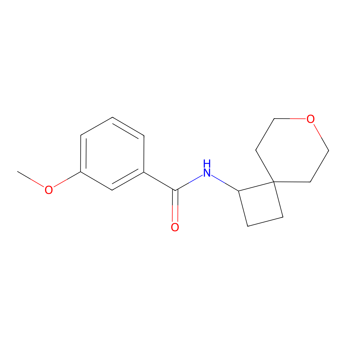 3-methoxy-N-{7-oxaspiro[3.5]nonan-1-yl}benzamide molecular structure, CAS 2189434-52-2