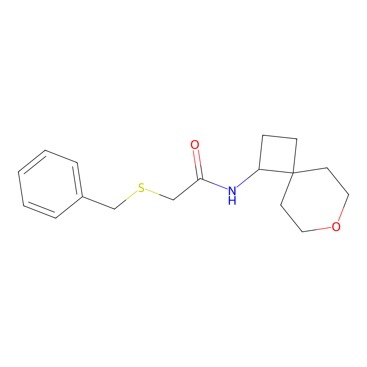 2-(benzylthio)-N-(7-oxaspiro[3.5]nonan-1-yl)acetamide molecular structure, CAS 2189434-55-5