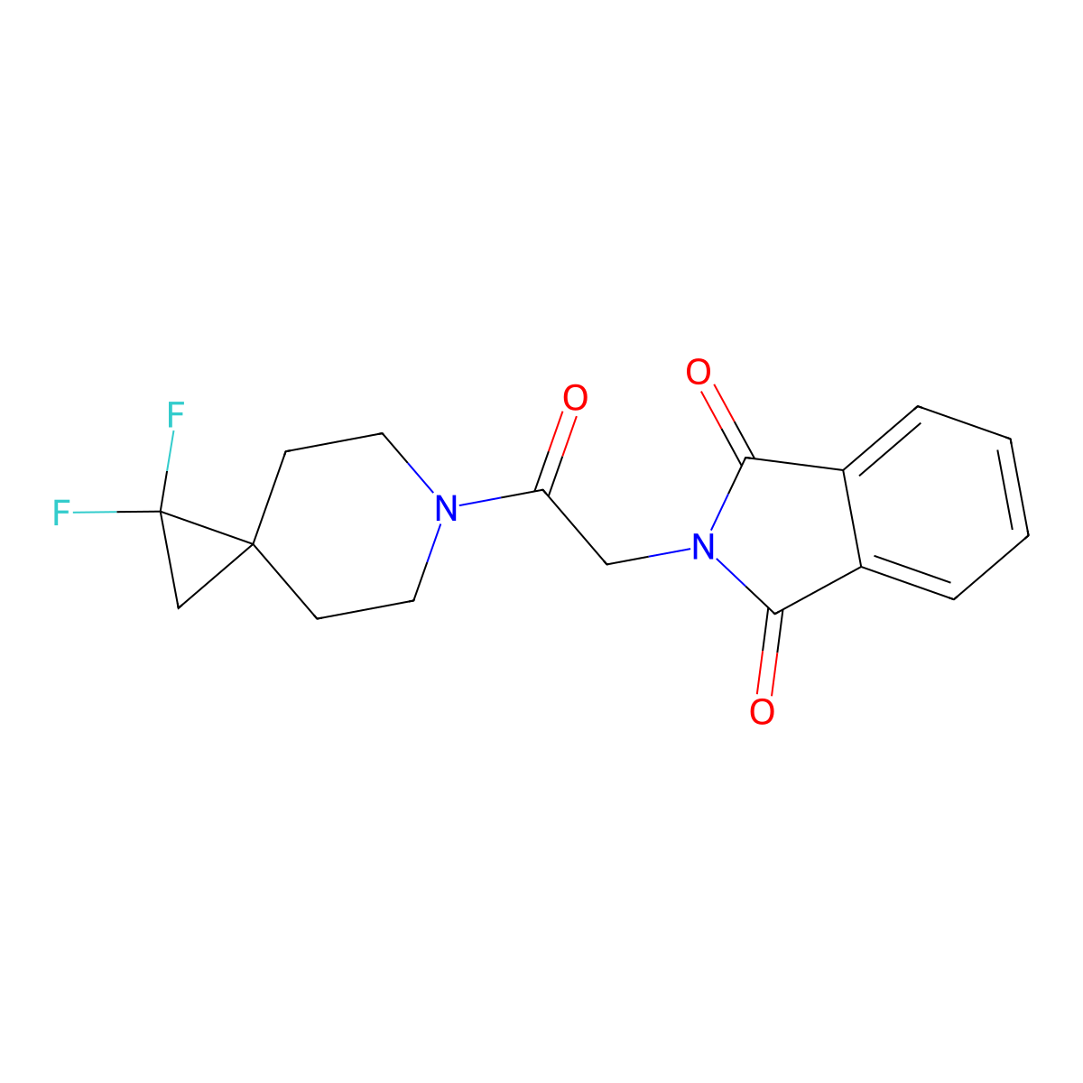 2-(2-(1,1-Difluoro-6-azaspiro[2.5]octan-6-yl)-2-oxoethyl)isoindoline-1,3-dione molecular structure, CAS 2189434-63-5