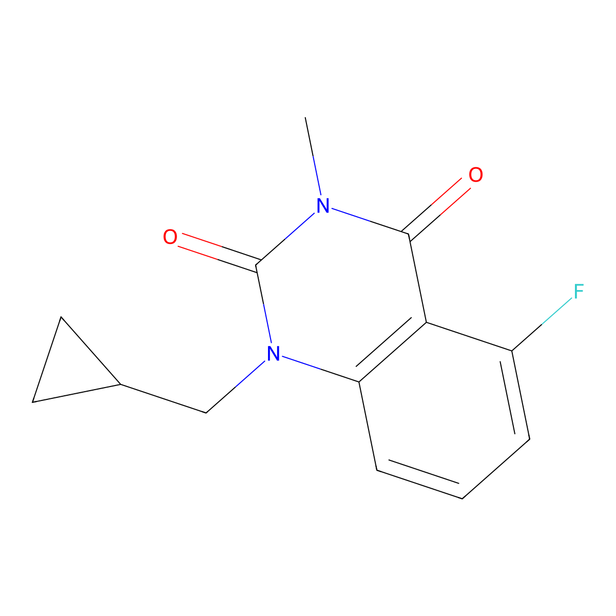 1-(cyclopropylmethyl)-5-fluoro-3-methylquinazoline-2,4(1H,3H)-dione molecular structure, CAS 2189434-69-1