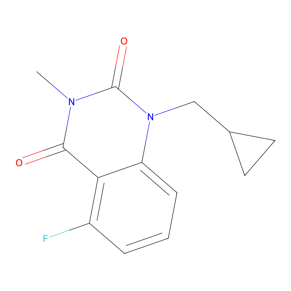 1-(cyclopropylmethyl)-5-fluoro-3-methylquinazoline-2,4(1H,3H)-dione molecular structure, CAS 2189434-69-1