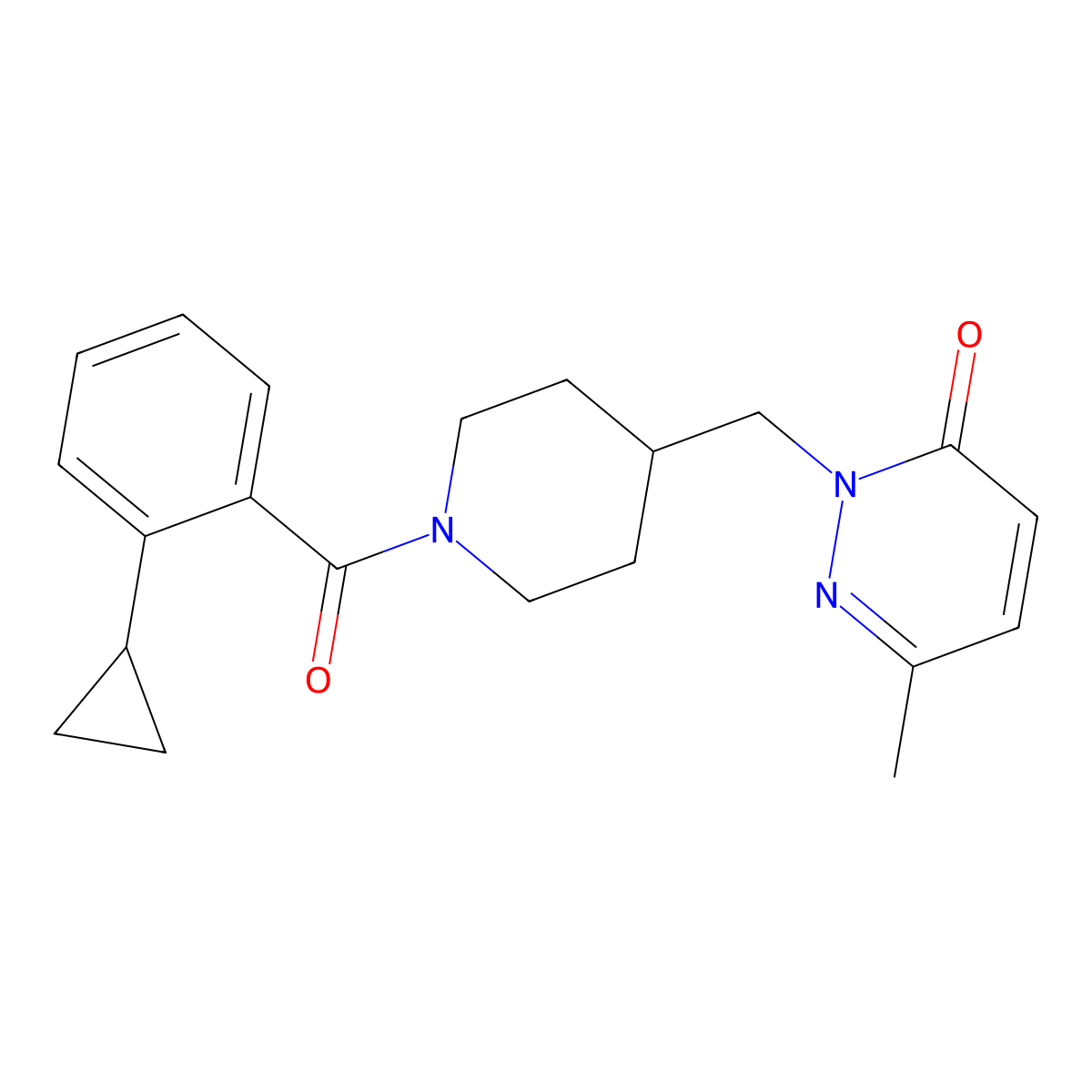 2-{[1-(2-Cyclopropylbenzoyl)piperidin-4-yl]methyl}-6-methyl-2,3-dihydropyridazin-3-one molecular structure, CAS 2189434-72-6