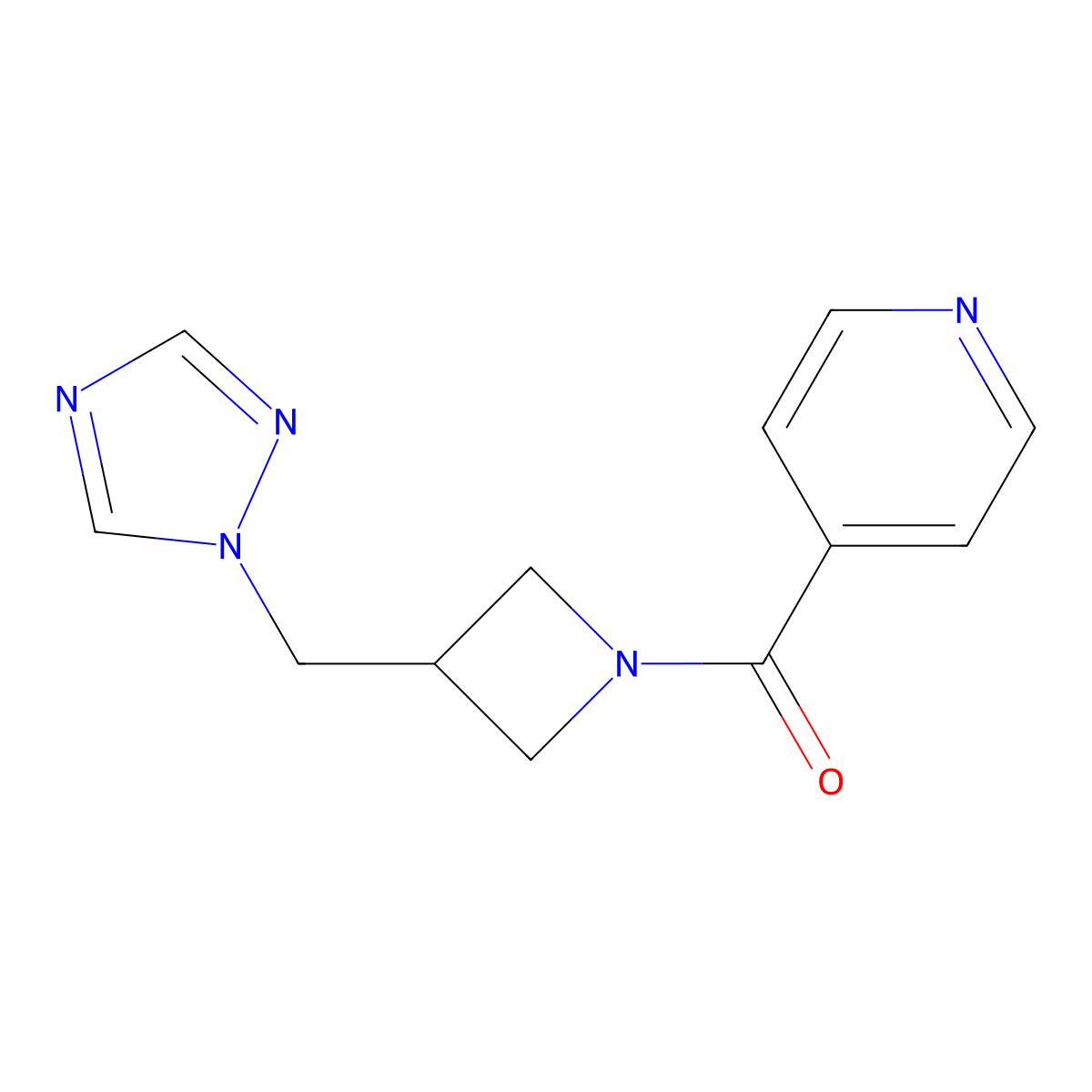4-{3-[(1H-1,2,4-triazol-1-yl)methyl]azetidine-1-carbonyl}pyridine molecular structure, CAS 2189434-77-1