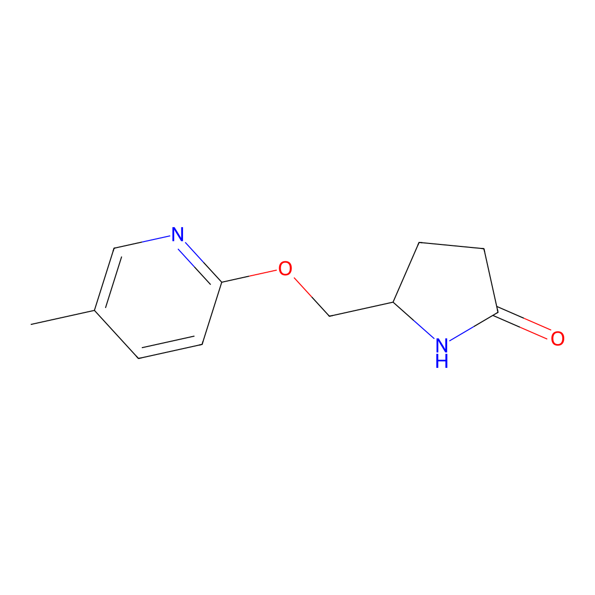 5-{[(5-Methylpyridin-2-yl)oxy]methyl}pyrrolidin-2-one molecular structure, CAS 2189434-78-2