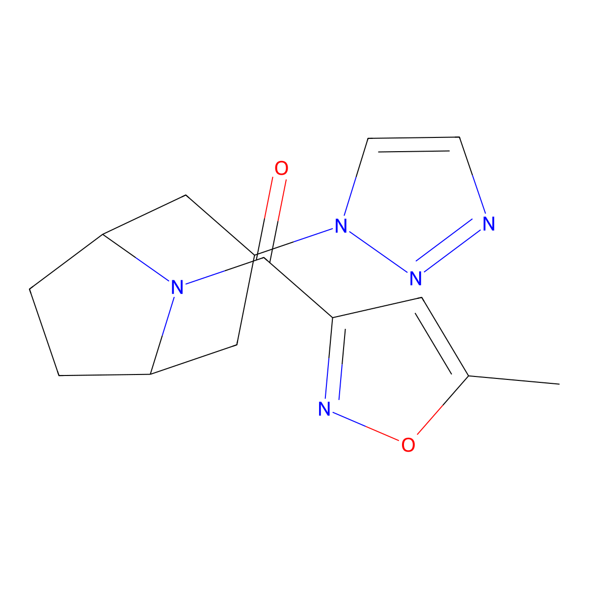 8-(5-methyl-1,2-oxazole-3-carbonyl)-3-(1H-1,2,3-triazol-1-yl)-8-azabicyclo[3.2.1]octane molecular structure, CAS 2189434-85-1