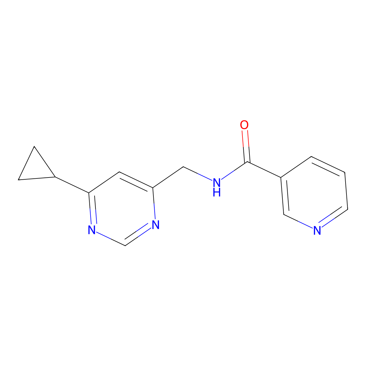 N-((6-cyclopropylpyrimidin-4-yl)methyl)nicotinamide molecular structure, CAS 2189434-88-4