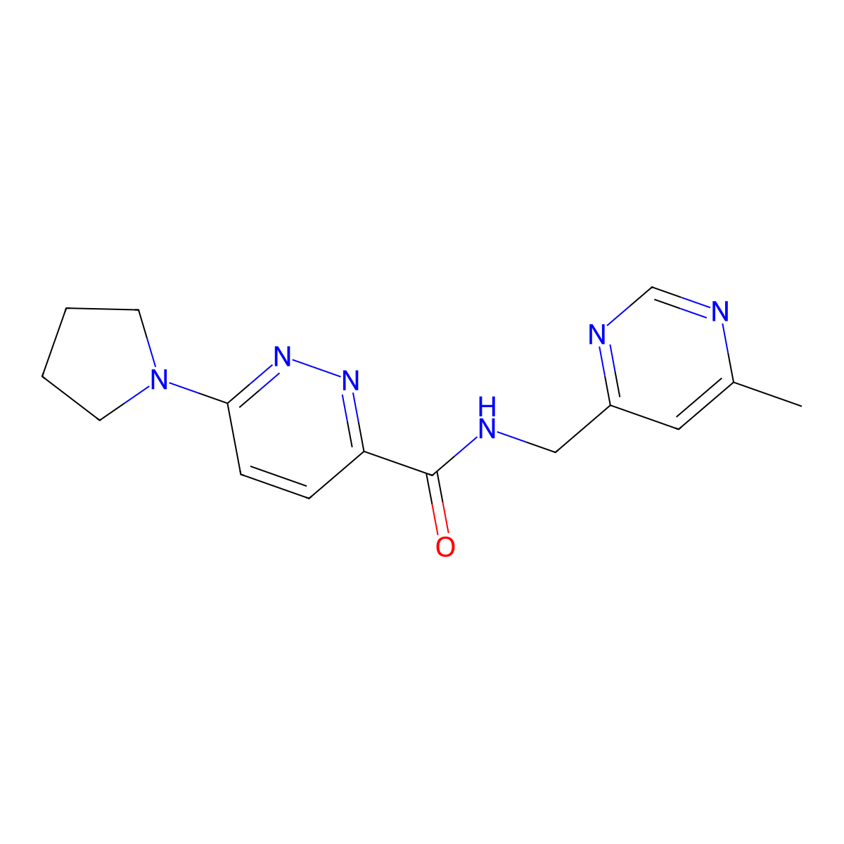 N-[(6-methylpyrimidin-4-yl)methyl]-6-(pyrrolidin-1-yl)pyridazine-3-carboxamide molecular structure, CAS 2189434-93-1