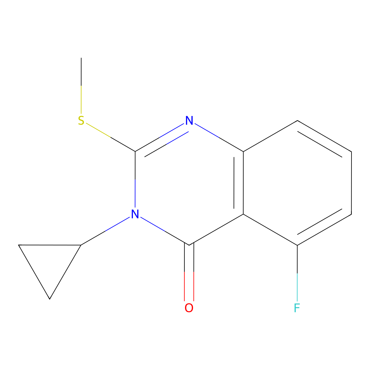 3-cyclopropyl-5-fluoro-2-(methylthio)quinazolin-4(3H)-one molecular structure, CAS 2189434-95-3