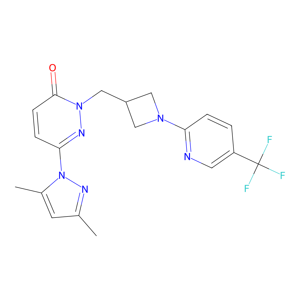 6-(3,5-dimethyl-1H-pyrazol-1-yl)-2-({1-[5-(trifluoromethyl)pyridin-2-yl]azetidin-3-yl}methyl)-2,3-dihydropyridazin-3-one molecular structure, CAS 2189434-97-5