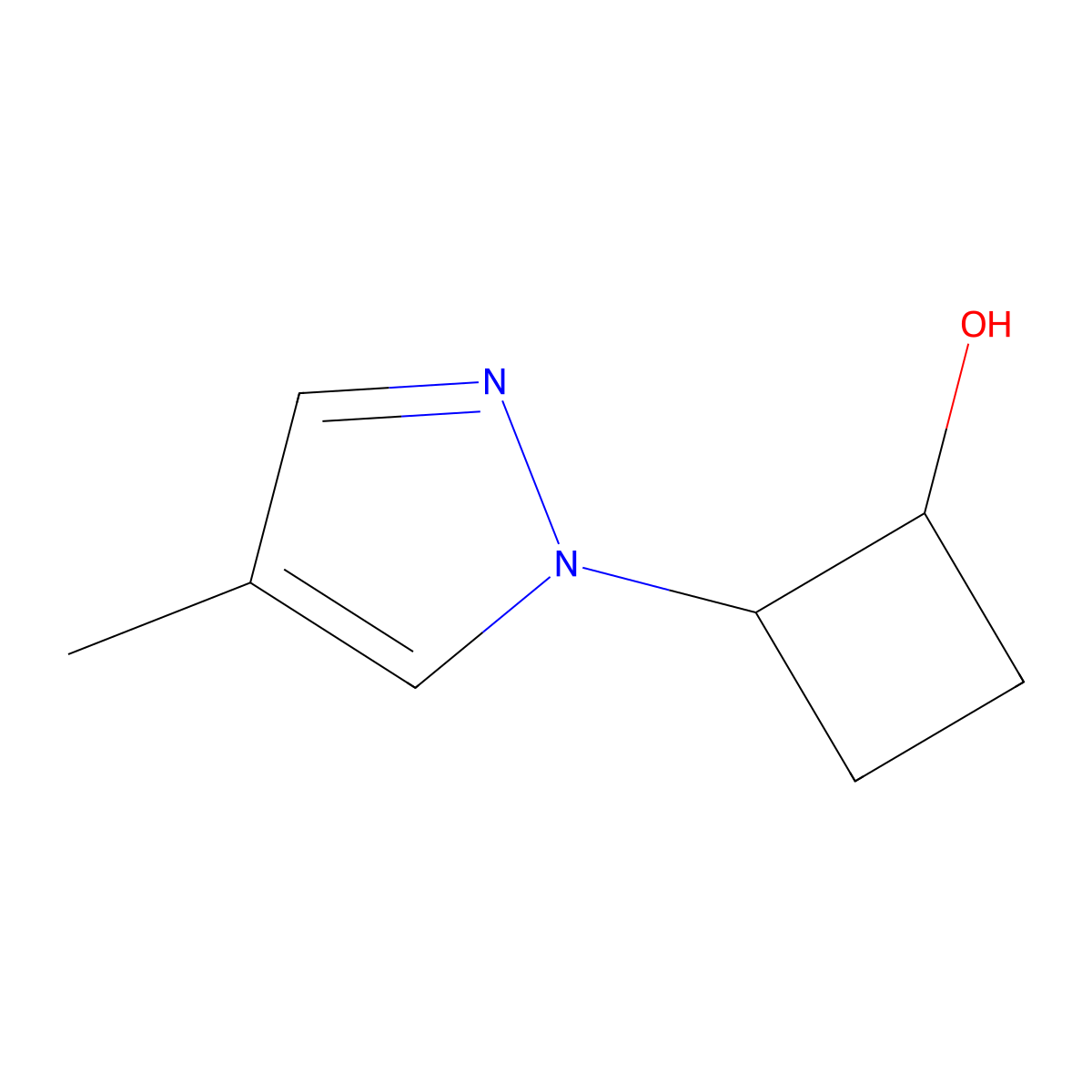 2-(4-methyl-1H-pyrazol-1-yl)cyclobutan-1-ol molecular structure, CAS 2189434-99-7