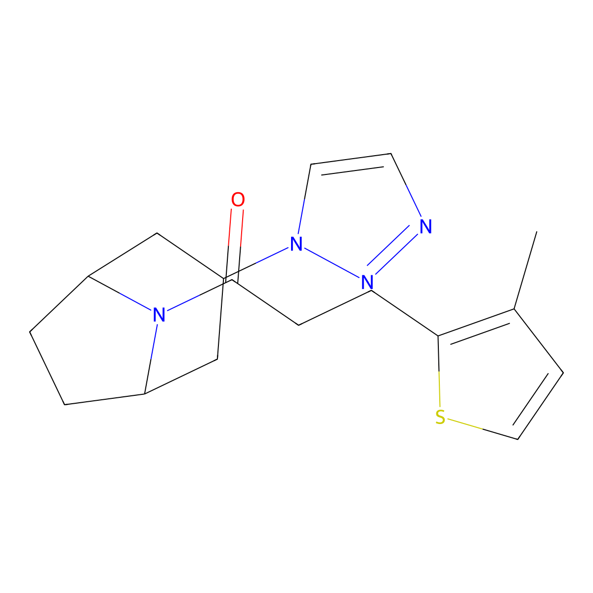 3-(3-methylthiophen-2-yl)-1-[3-(1H-1,2,3-triazol-1-yl)-8-azabicyclo[3.2.1]octan-8-yl]propan-1-one molecular structure, CAS 2189435-00-3