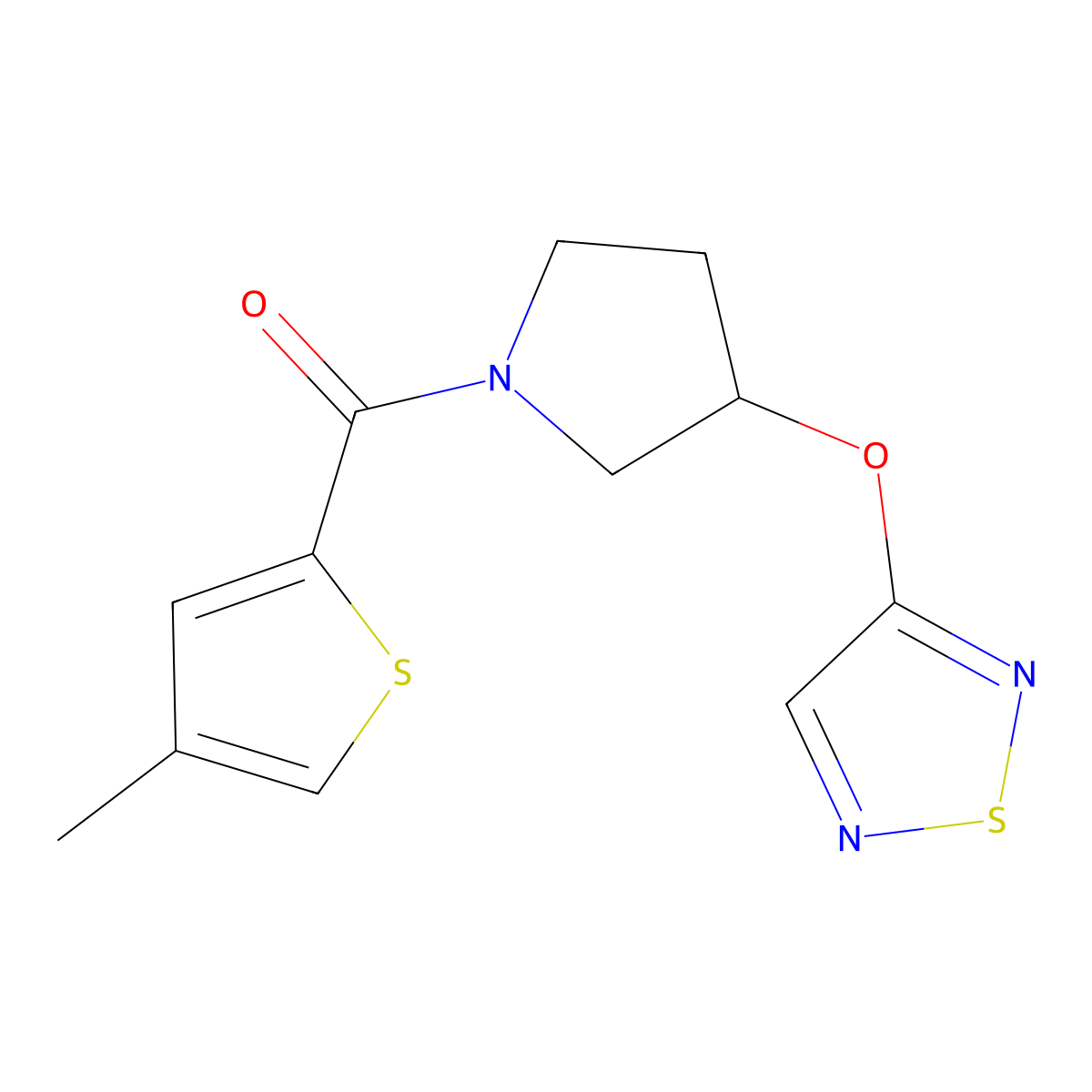 (3-((1,2,5-Thiadiazol-3-yl)oxy)pyrrolidin-1-yl)(4-methylthiophen-2-yl)methanone molecular structure, CAS 2189435-01-4