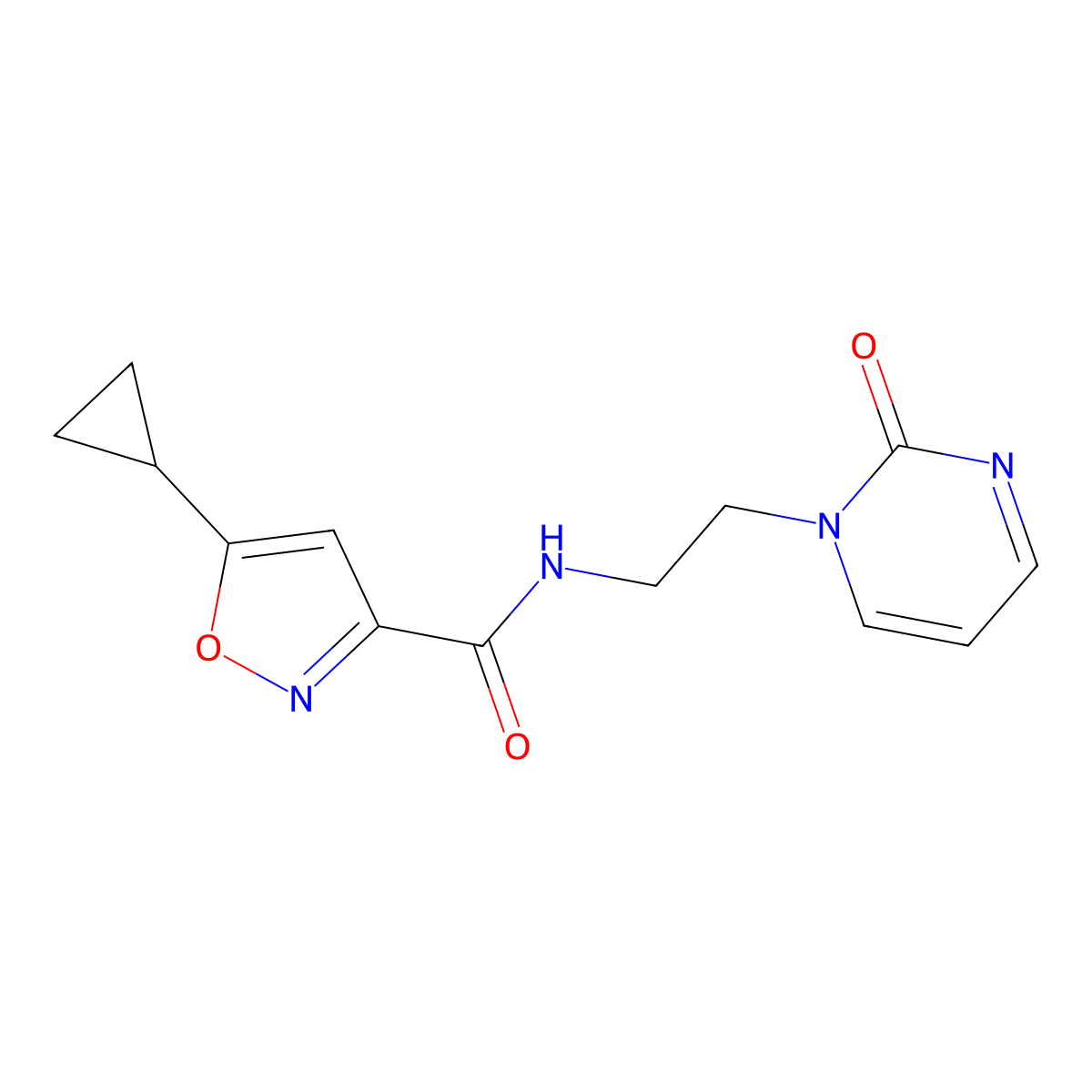 5-cyclopropyl-N-(2-(2-oxopyrimidin-1(2H)-yl)ethyl)isoxazole-3-carboxamide molecular structure, CAS 2189435-08-1