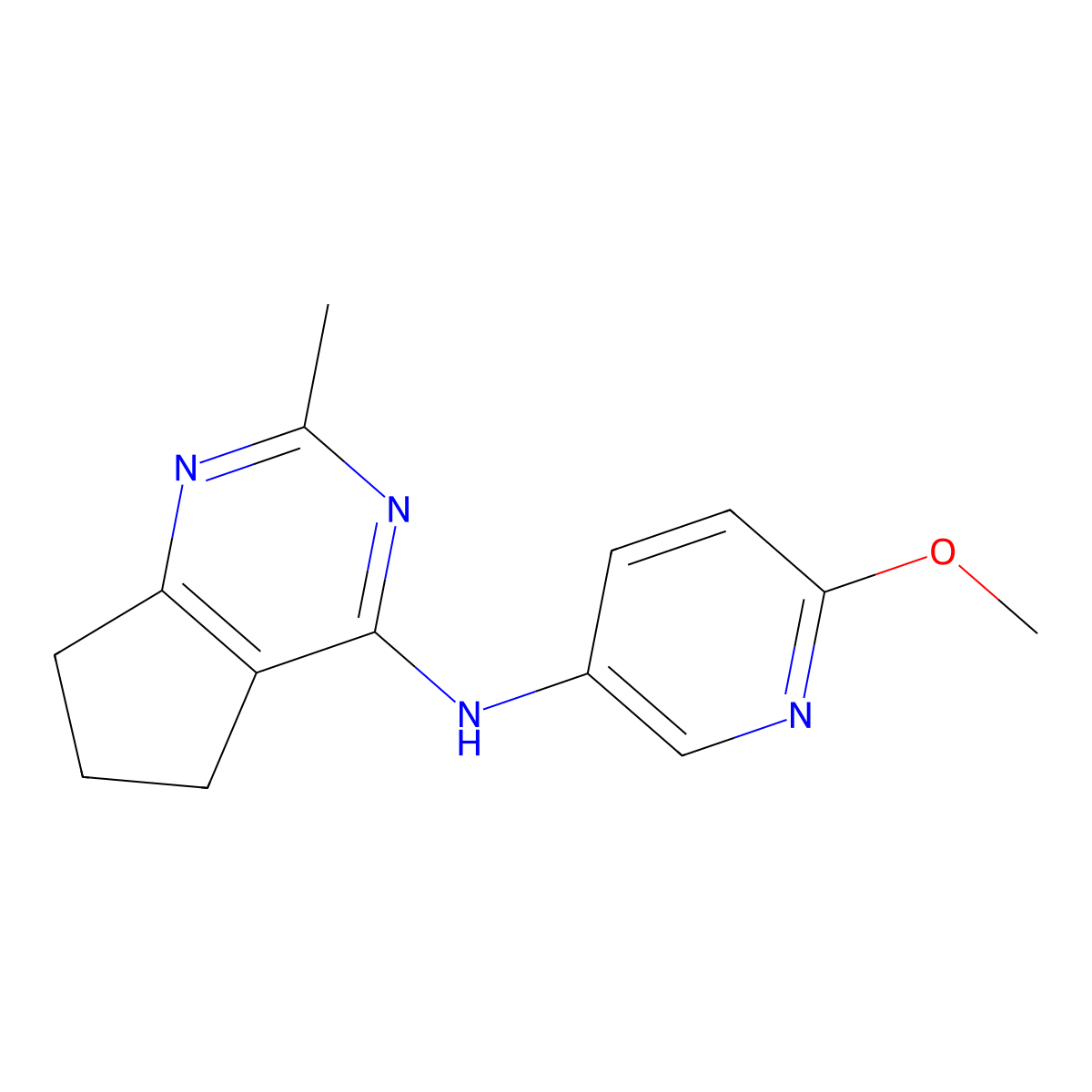 6-methoxy-N-{2-methyl-5H,6H,7H-cyclopenta[d]pyrimidin-4-yl}pyridin-3-amine molecular structure, CAS 2189435-10-5