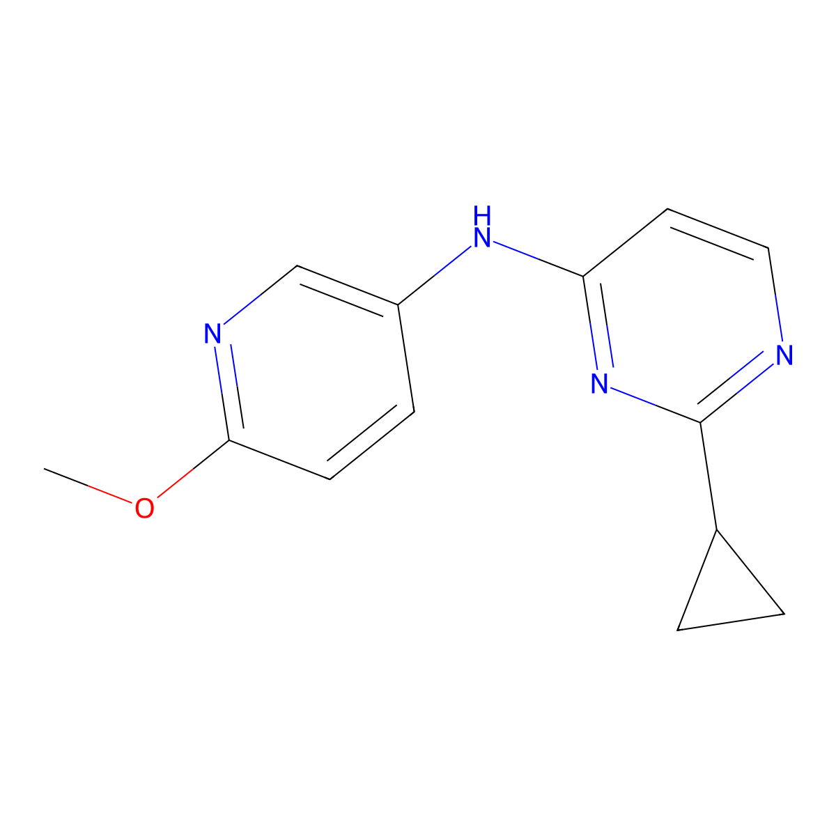 2-cyclopropyl-N-(6-methoxypyridin-3-yl)pyrimidin-4-amine molecular structure, CAS 2189435-12-7