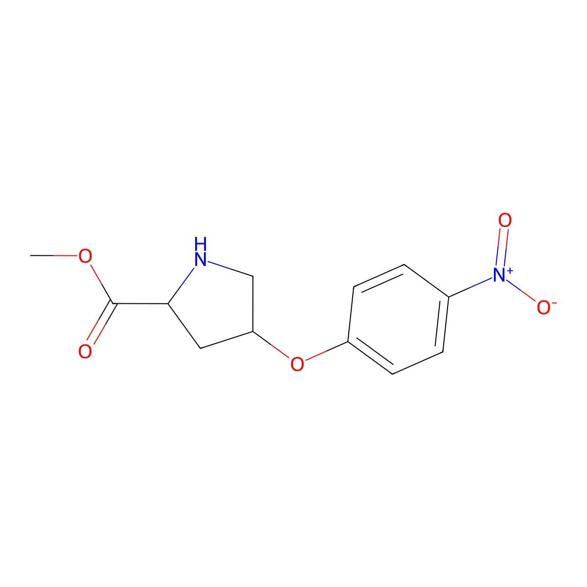 Methyl (2S,4S)-4-(4-nitrophenoxy)-2-pyrrolidinecarboxylate molecular structure, CAS 218944-14-0