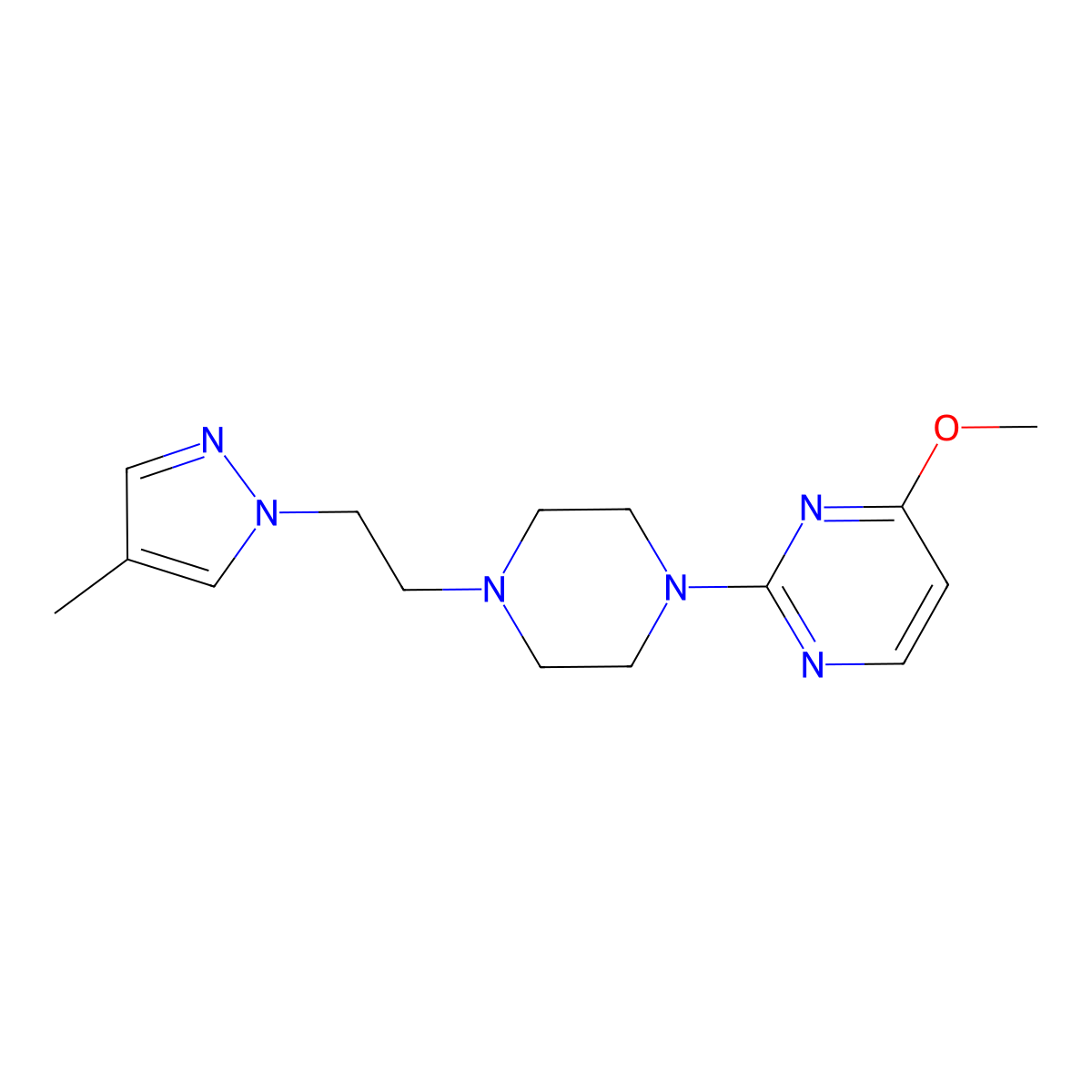 4-methoxy-2-{4-[2-(4-methyl-1H-pyrazol-1-yl)ethyl]piperazin-1-yl}pyrimidine molecular structure, CAS 2189442-31-5