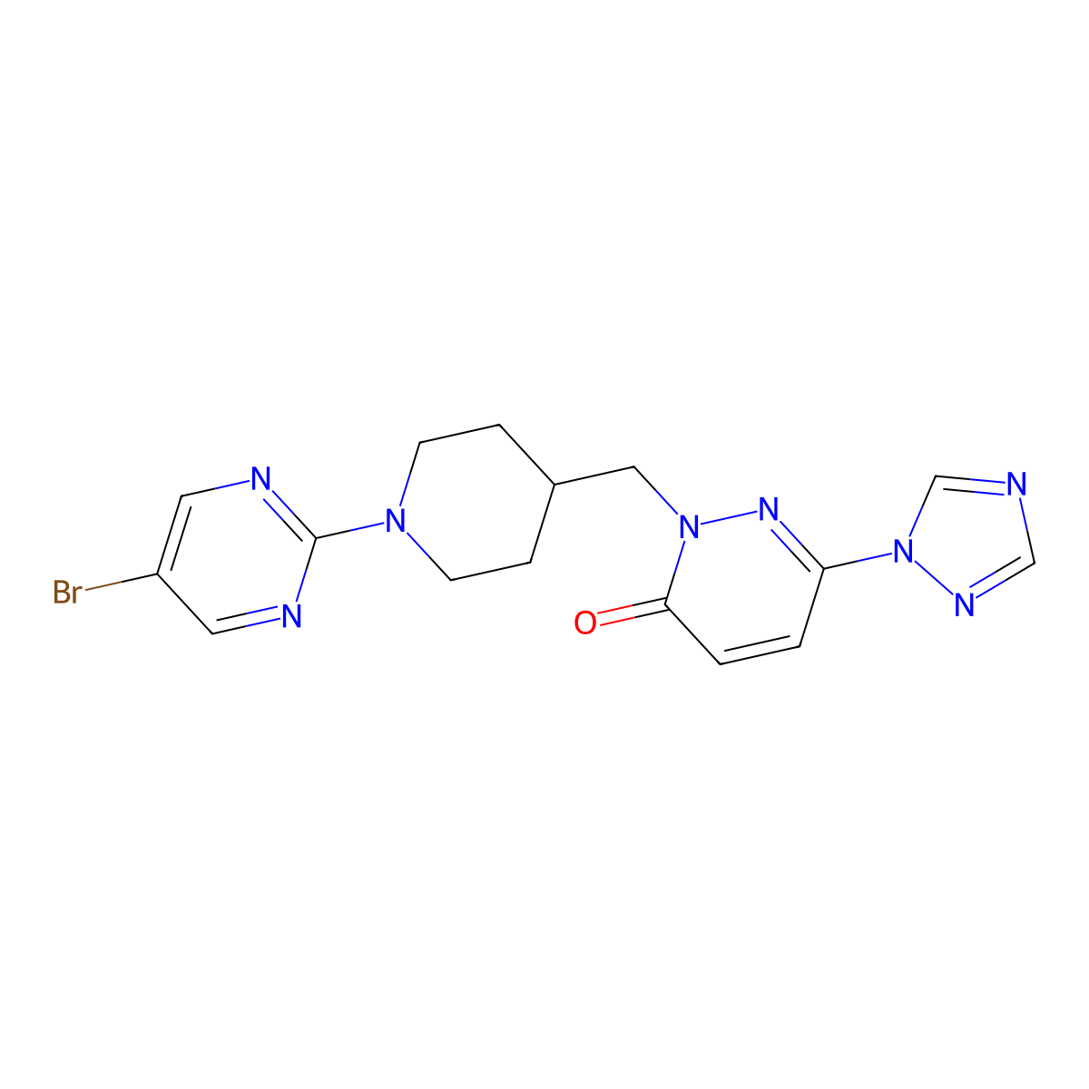 2-{[1-(5-bromopyrimidin-2-yl)piperidin-4-yl]methyl}-6-(1H-1,2,4-triazol-1-yl)-2,3-dihydropyridazin-3-one molecular structure, CAS 2189497-70-7