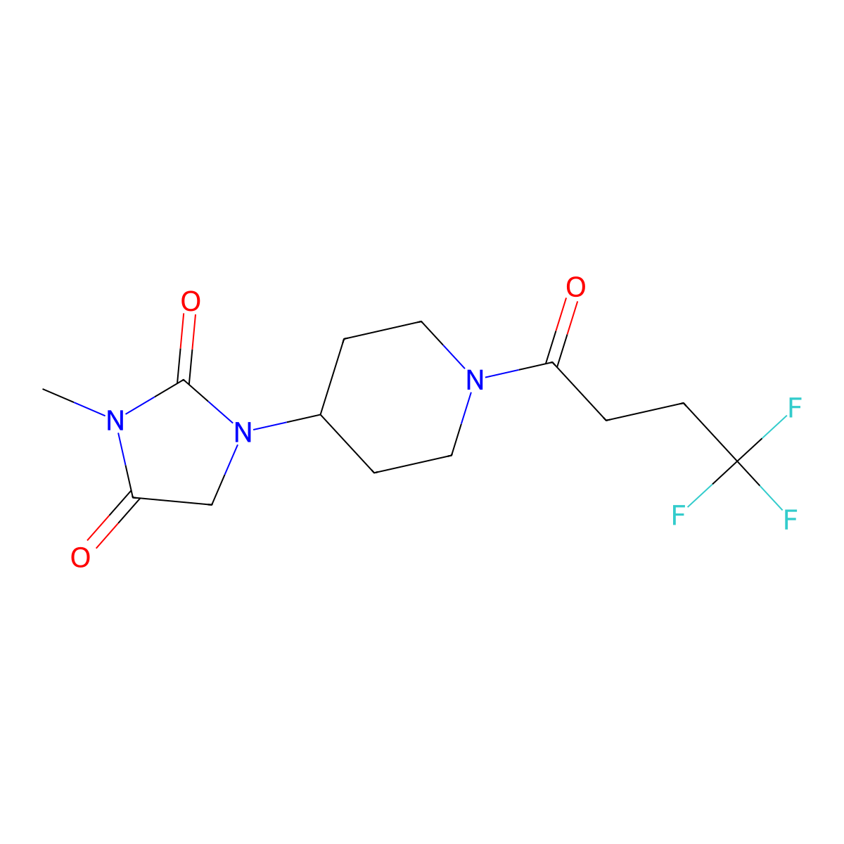 3-Methyl-1-[1-(4,4,4-trifluorobutanoyl)piperidin-4-yl]imidazolidine-2,4-dione molecular structure, CAS 2189497-71-8