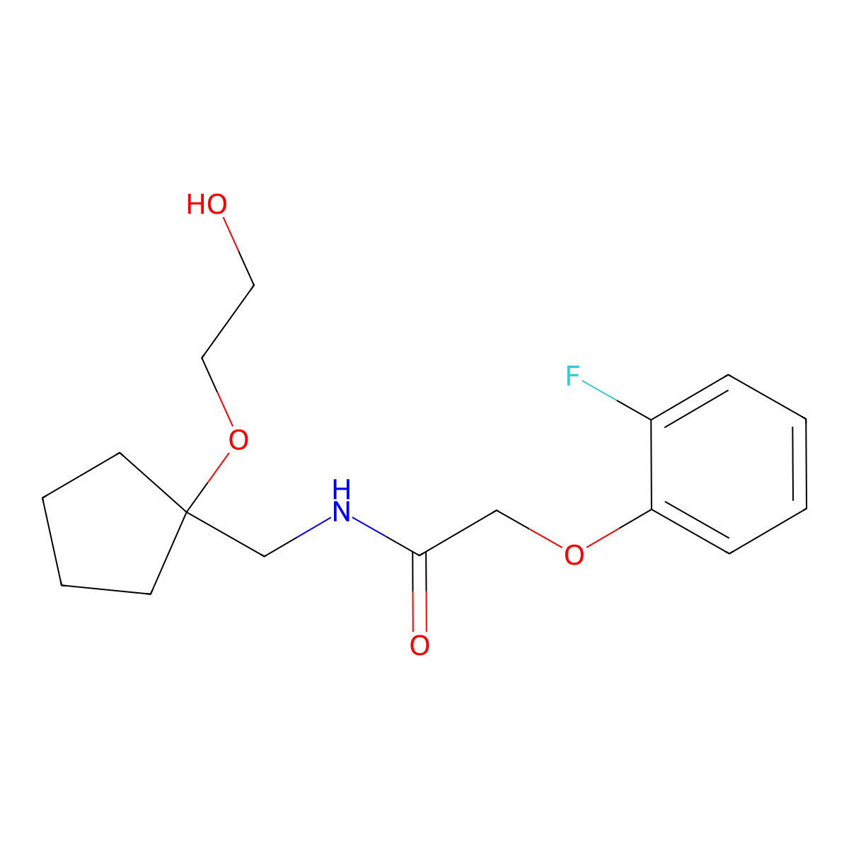 2-(2-fluorophenoxy)-N-((1-(2-hydroxyethoxy)cyclopentyl)methyl)acetamide molecular structure, CAS 2189497-75-2