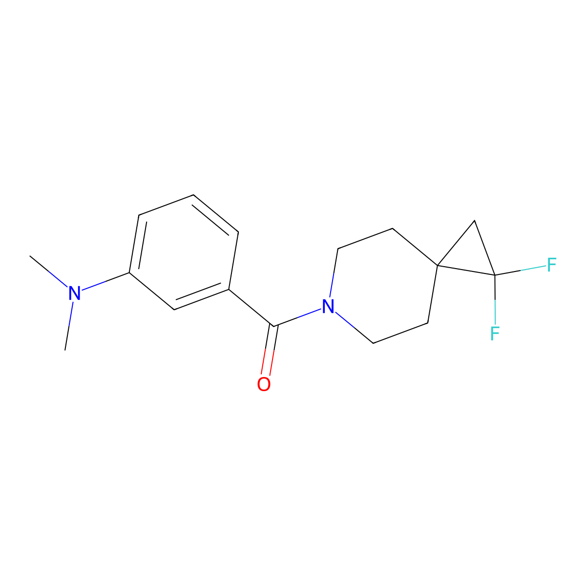 (1,1-Difluoro-6-azaspiro[2.5]octan-6-yl)(3-(dimethylamino)phenyl)methanone molecular structure, CAS 2189497-93-4