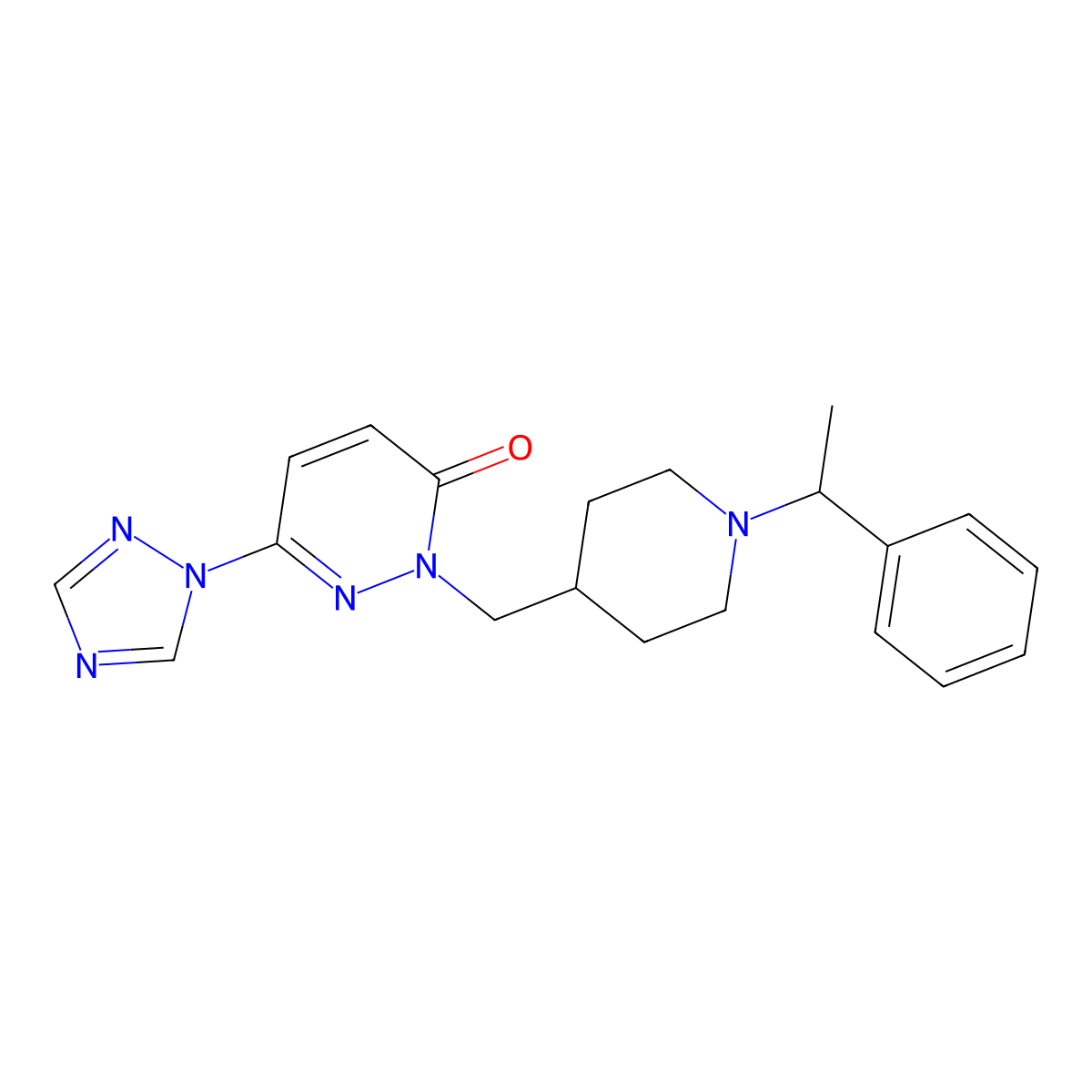 2-{[1-(1-phenylethyl)piperidin-4-yl]methyl}-6-(1H-1,2,4-triazol-1-yl)-2,3-dihydropyridazin-3-one molecular structure, CAS 2189498-06-2
