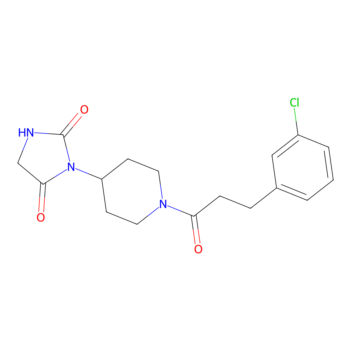 3-{1-[3-(3-Chlorophenyl)propanoyl]piperidin-4-yl}imidazolidine-2,4-dione molecular structure, CAS 2189498-08-4