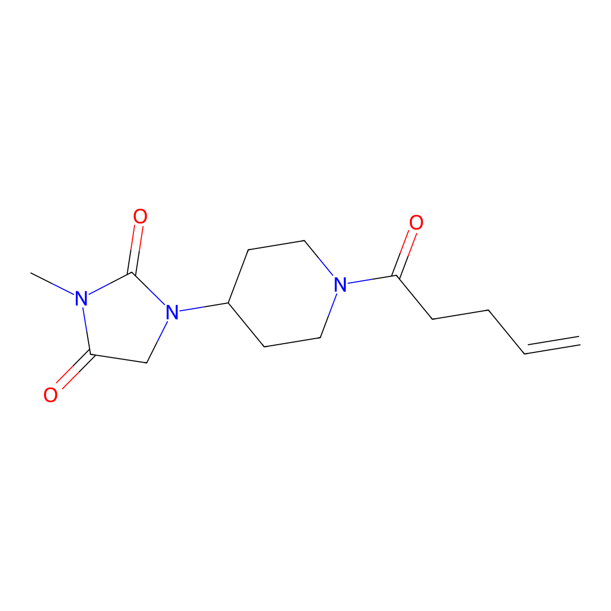 3-Methyl-1-(1-(pent-4-enoyl)piperidin-4-yl)imidazolidine-2,4-dione molecular structure, CAS 2189498-16-4