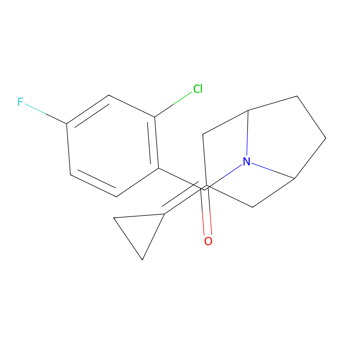 8-(2-Chloro-4-fluorobenzoyl)-3-cyclopropylidene-8-azabicyclo[3.2.1]octane molecular structure, CAS 2189498-18-6