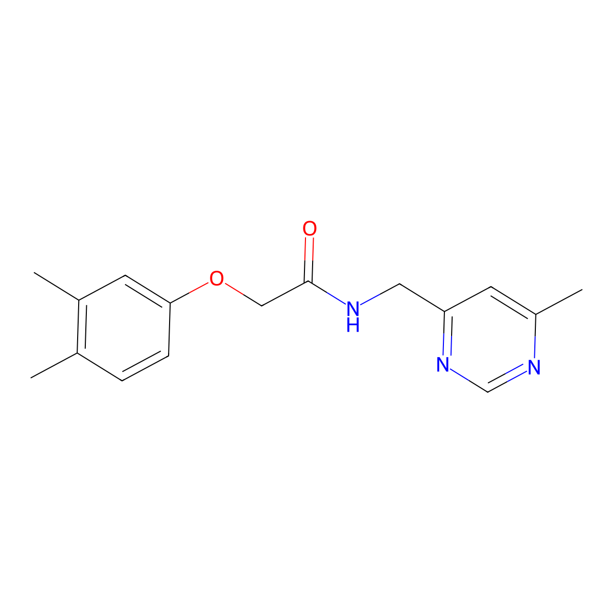 2-(3,4-dimethylphenoxy)-N-[(6-methylpyrimidin-4-yl)methyl]acetamide molecular structure, CAS 2189498-23-3