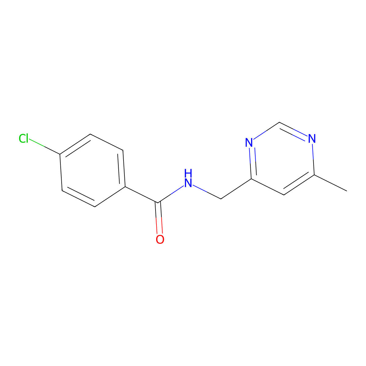 4-chloro-N-[(6-methylpyrimidin-4-yl)methyl]benzamide molecular structure, CAS 2189498-32-4