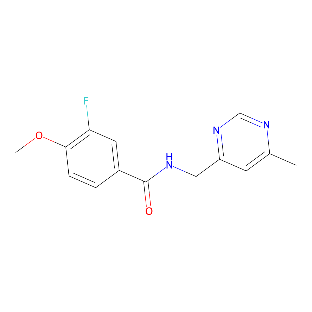 3-fluoro-4-methoxy-N-[(6-methylpyrimidin-4-yl)methyl]benzamide molecular structure, CAS 2189498-41-5