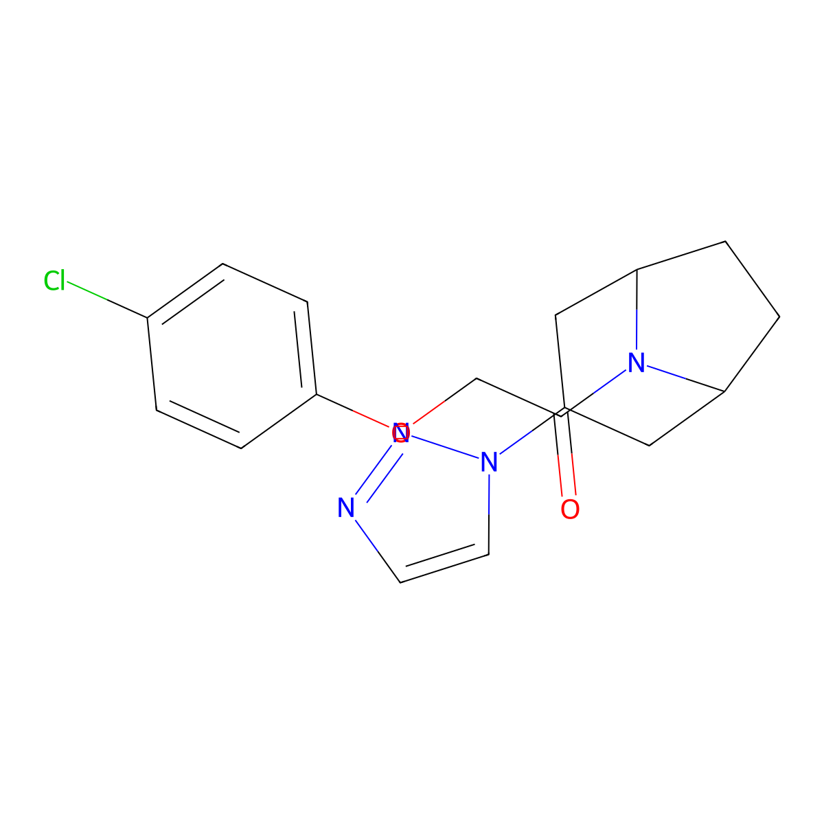 2-(4-chlorophenoxy)-1-[3-(1H-1,2,3-triazol-1-yl)-8-azabicyclo[3.2.1]octan-8-yl]ethan-1-one molecular structure, CAS 2189498-47-1
