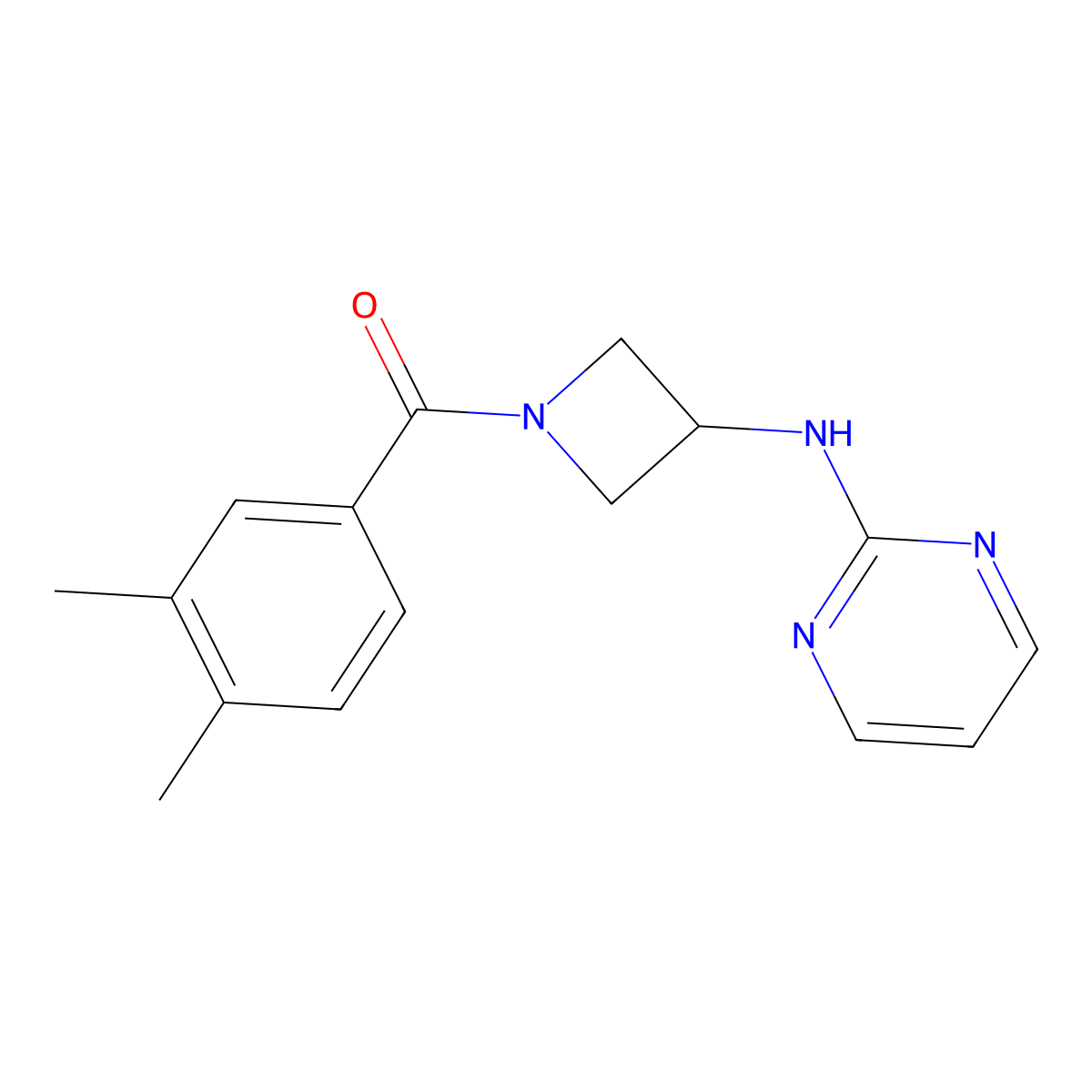 N-[1-(3,4-dimethylbenzoyl)azetidin-3-yl]pyrimidin-2-amine molecular structure, CAS 2189498-52-8