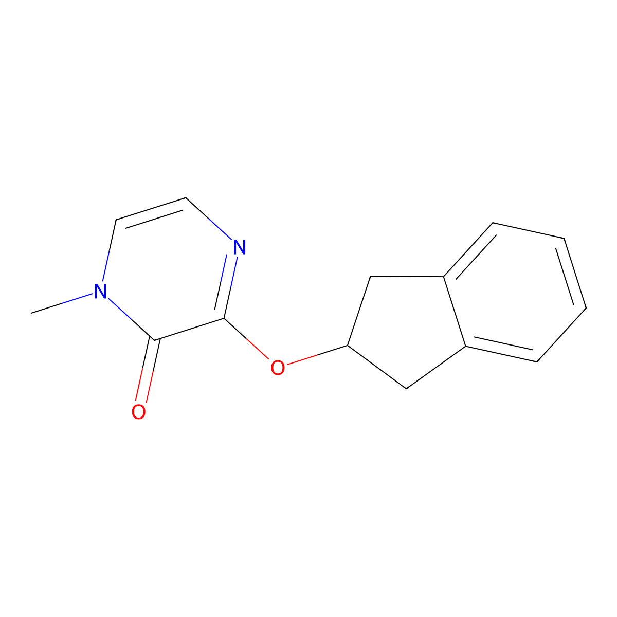 3-(2,3-dihydro-1H-inden-2-yloxy)-1-methyl-1,2-dihydropyrazin-2-one molecular structure, CAS 2189498-54-0