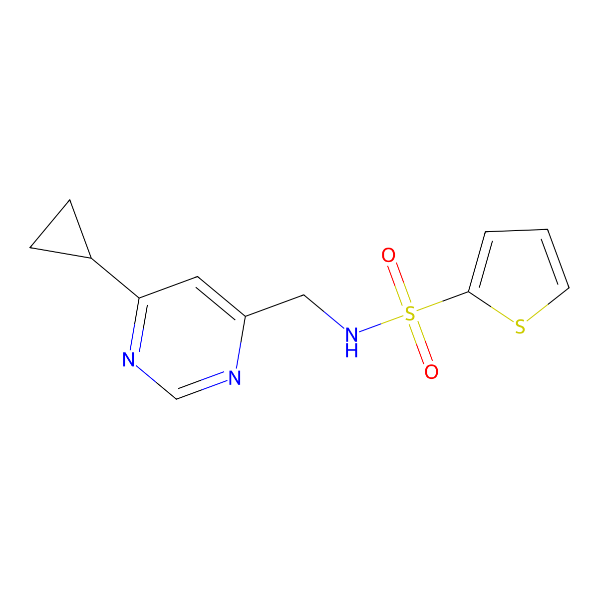N-[(6-cyclopropylpyrimidin-4-yl)methyl]thiophene-2-sulfonamide molecular structure, CAS 2189498-65-3